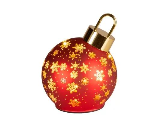 OBROTOWA SZKLANA KULA BOMBKA LED LUMINEO – 14x18 cm, CZERWONA