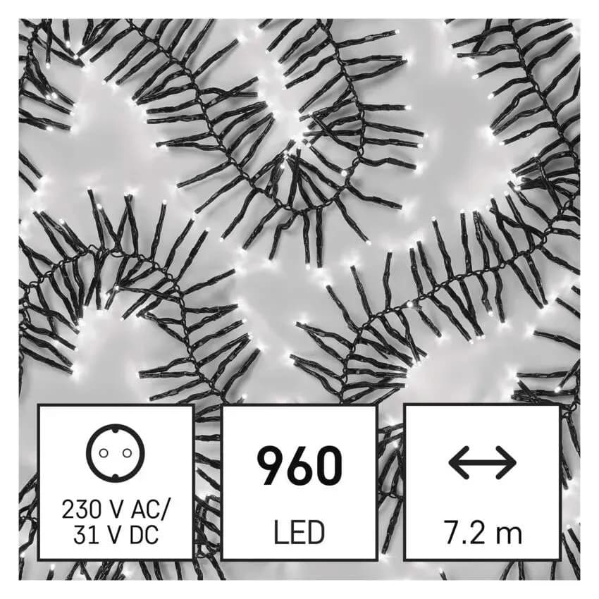 EMOS Łańcuch Choinkowy CLUSTER Jeżyk 960 LED 7,2m (Zimna Biel) – 8 Funkcji