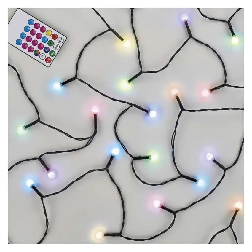 EMOS Łańcuch Choinkowy CHERRY Kulki 96 LED 10m (RGB) – Pilot + 64 Funkcje