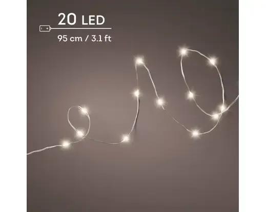 Lampki Choinkowe Micro LED 20 – Elastyczny Drucik 95 cm (Ciepły Biały)