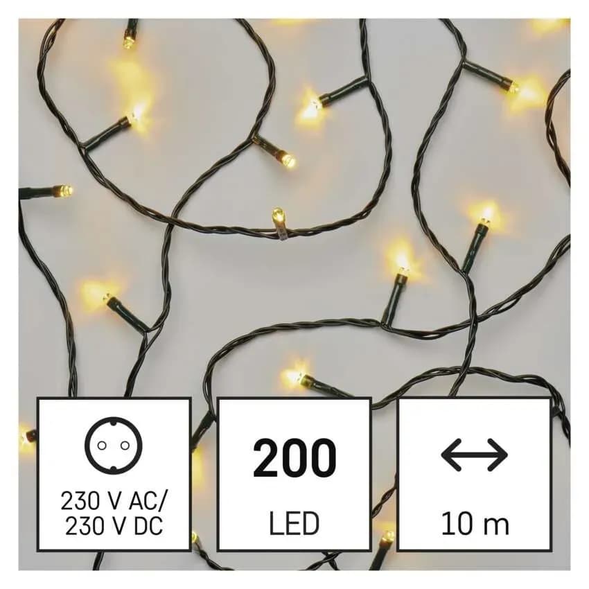 EMOS Łańcuch Choinkowy CLASSIC 200 LED 10m (Ciepła Biel) – Do Wnętrz