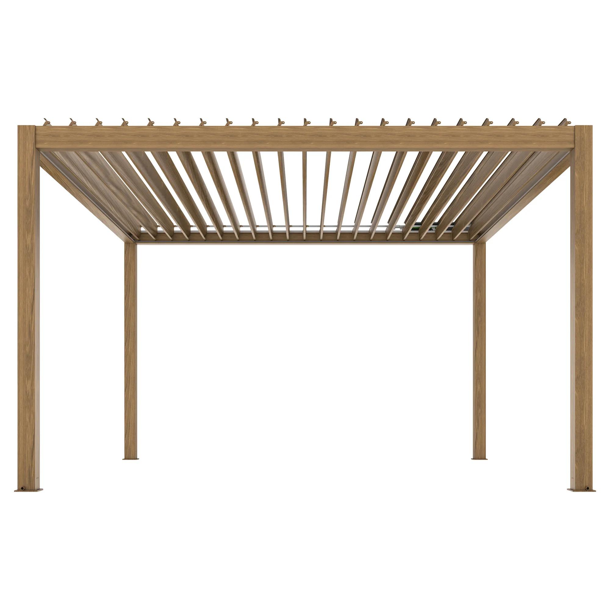 Pergola tarasowa Luxe 4 x 4 m drewno z LED i elektrycznym dachem - zdjęcie 3