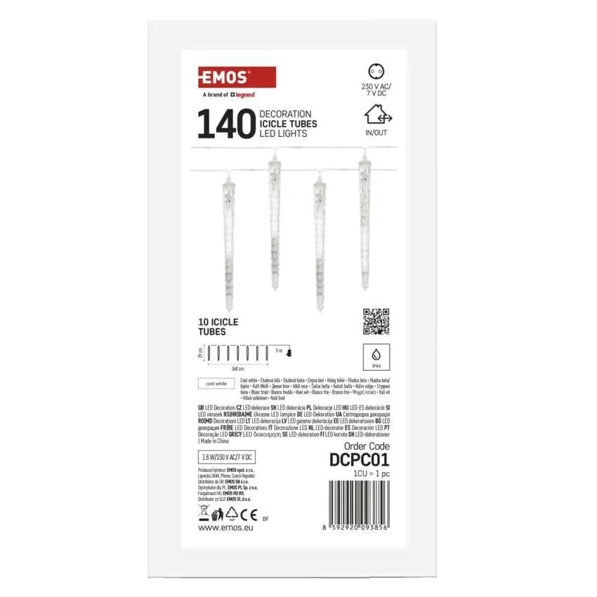 EMOS 140 LED SOPLE SOPELKI TUBY RURKI 3,6m IP44 ZIMNA BIEL DCPC01