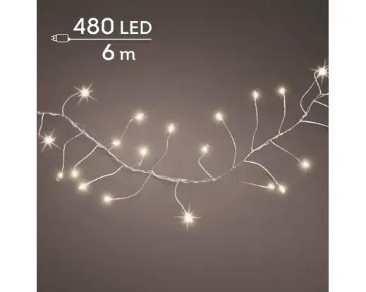 DRUCIKI CHOINKOWE COMPACT TWINKLE 480 LED – GĘSTE LAMPKI 6m Z TIMEREM (SREBRNY DRUCIK)
