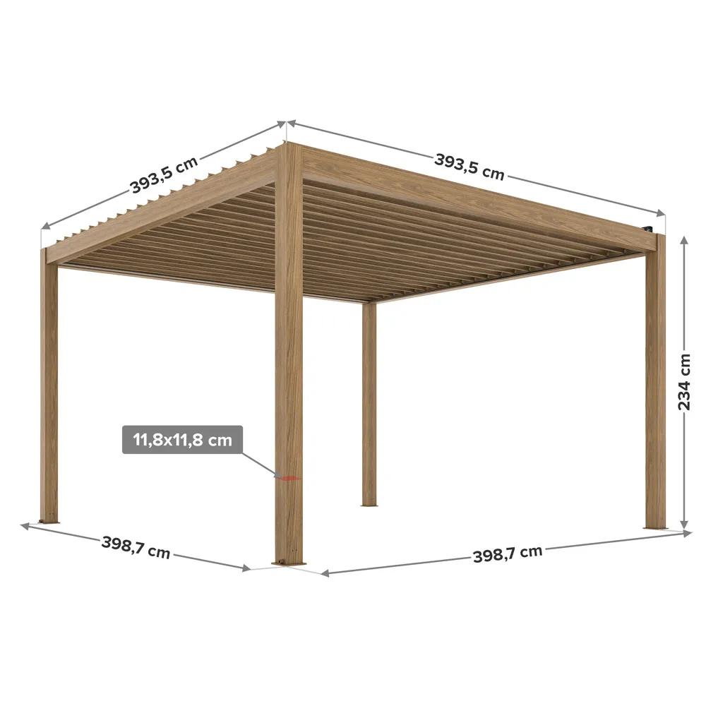 Pergola tarasowa Luxe 4 x 4 m drewno z LED i elektrycznym dachem - zdjęcie 14