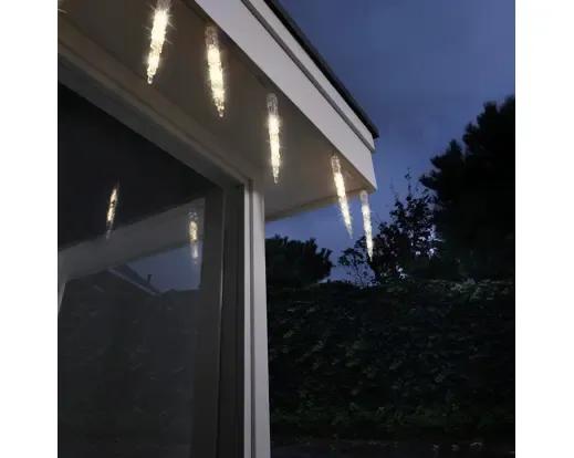 Sople Świetlne 3D Icicle Snowing 8 Sopli 2,8m – Ciepła Biel z Efektem Padającego Śniegu