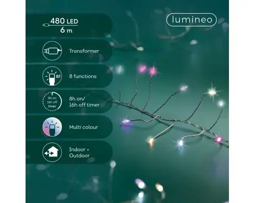 DRUCIKI CHOINKOWE COMPACT TWINKLE 480 LED MULTI PINK – GĘSTE LAMPKI 6m Z TIMEREM