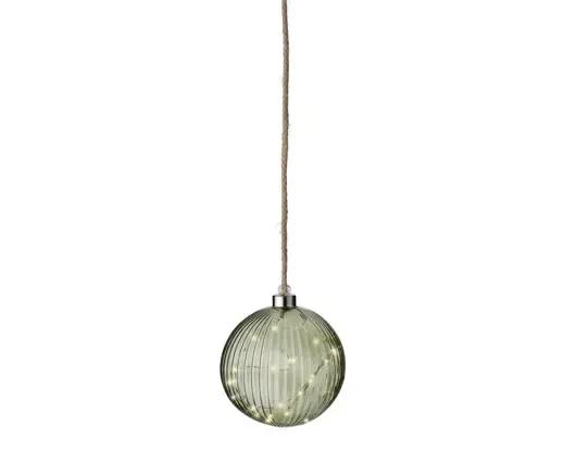 Kula Szklana Wisząca LED 14cm – Lampka Świąteczna na Baterie z Timerem Lumineo Zielona