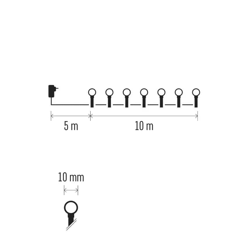 EMOS Łańcuch Choinkowy CHERRY Kulki 96 LED 10m (RGB) – Pilot + 64 Funkcje