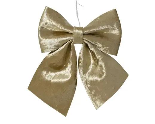 Welurowe Kokardy Choinkowe Złote Parel / Gold – Komplet 2 szt. (13x12 cm)
