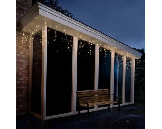 Kurtyna Sople Lumineo Icicle Twinkle 259 LED 11m Ciepły Biały Biały Kabel Timer IP44