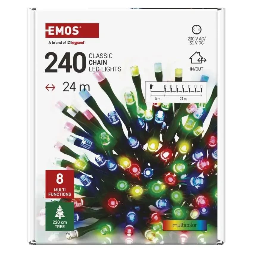 EMOS Łańcuch Choinkowy CLASSIC 240 LED 24m (Multikolor) – 8 Funkcji