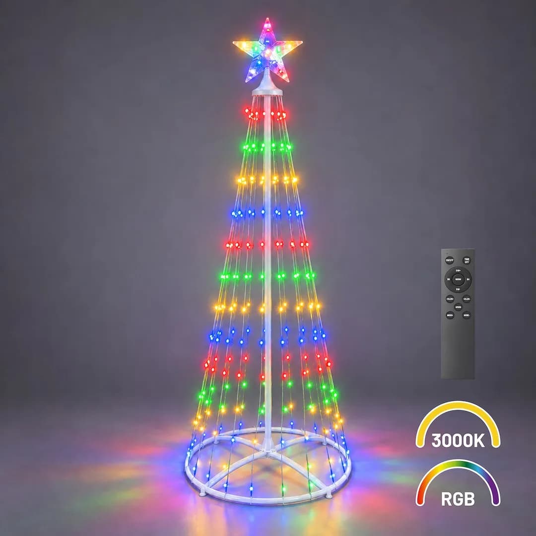 Choinka LED 1,5m 205 LED RGB + 3000K Pilot IP44 BIAŁA Eko-Light