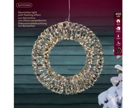 NOWOCZESNY WIENIEC ŚWIETLNY LED ZŁOTY LUMINEO – 38 cm, 400 MICRO LED