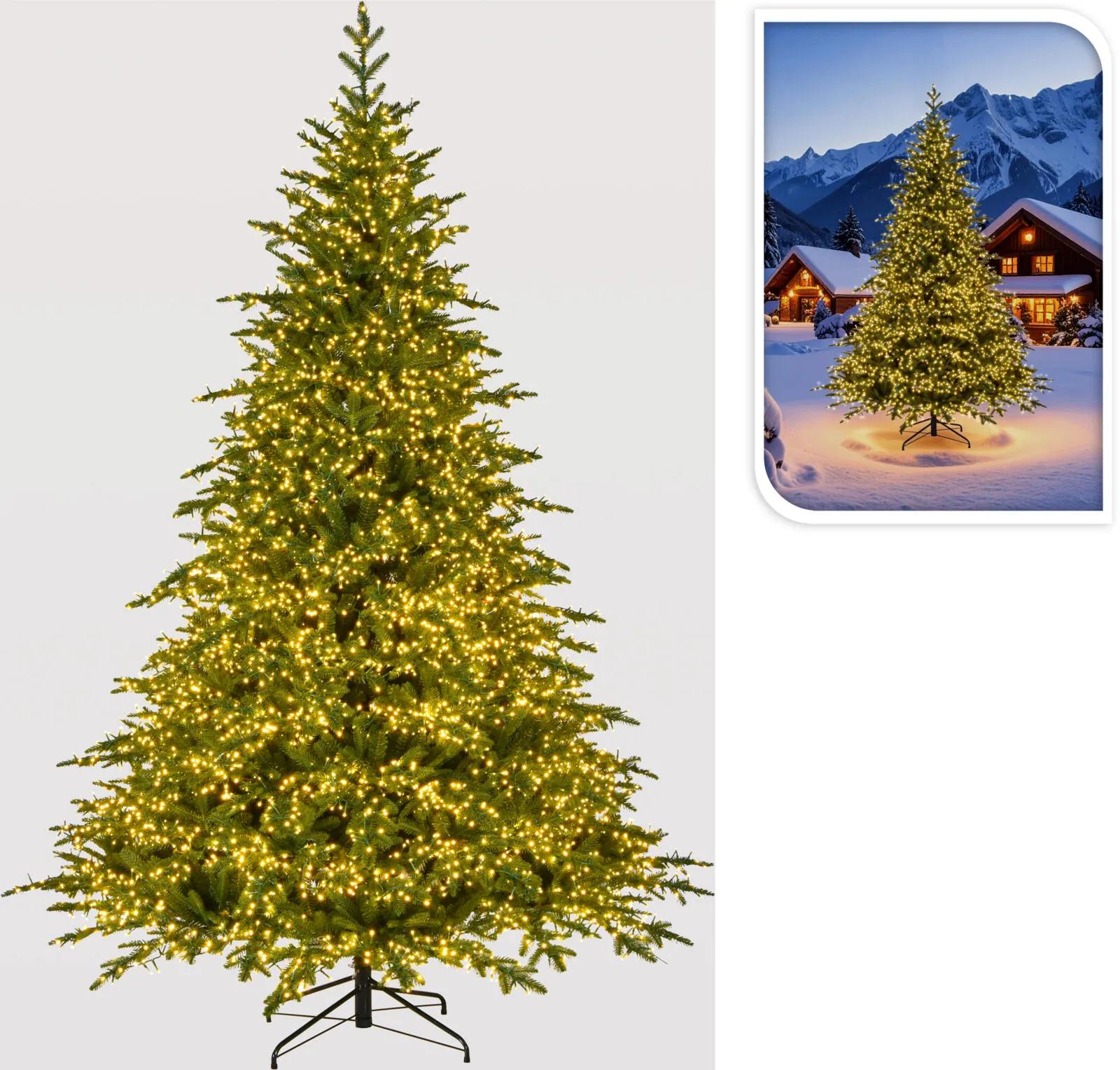 Choinka Hybrydowa Premium 210cm – Gęsta Choinka PE/PVC z Oświetleniem Mikro LED, 6000 Diod, Pilot, Ściemniacz i Timer