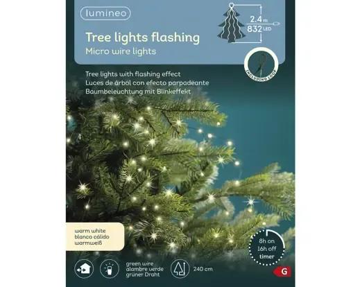 OŚWIETLENIE CHOINKOWE Z PĘTLĄ 832 LED – CIEPŁA BIEL (2,4m) Z TIMEREM I EFEKTEM FLASH