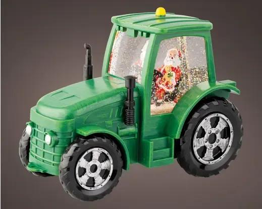 Świąteczny Traktor Wodny LED z Muzyką i Ruchem 22cm Zielony z Mikołajem