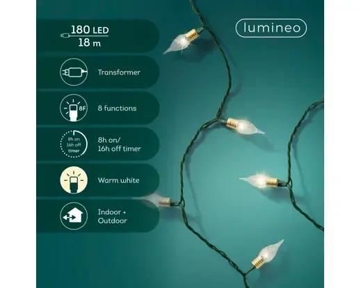 Lampki Choinkowe 180 LED Vintage Lights 18m – Ciepła Biel (Twinkle) Zielony Przewód