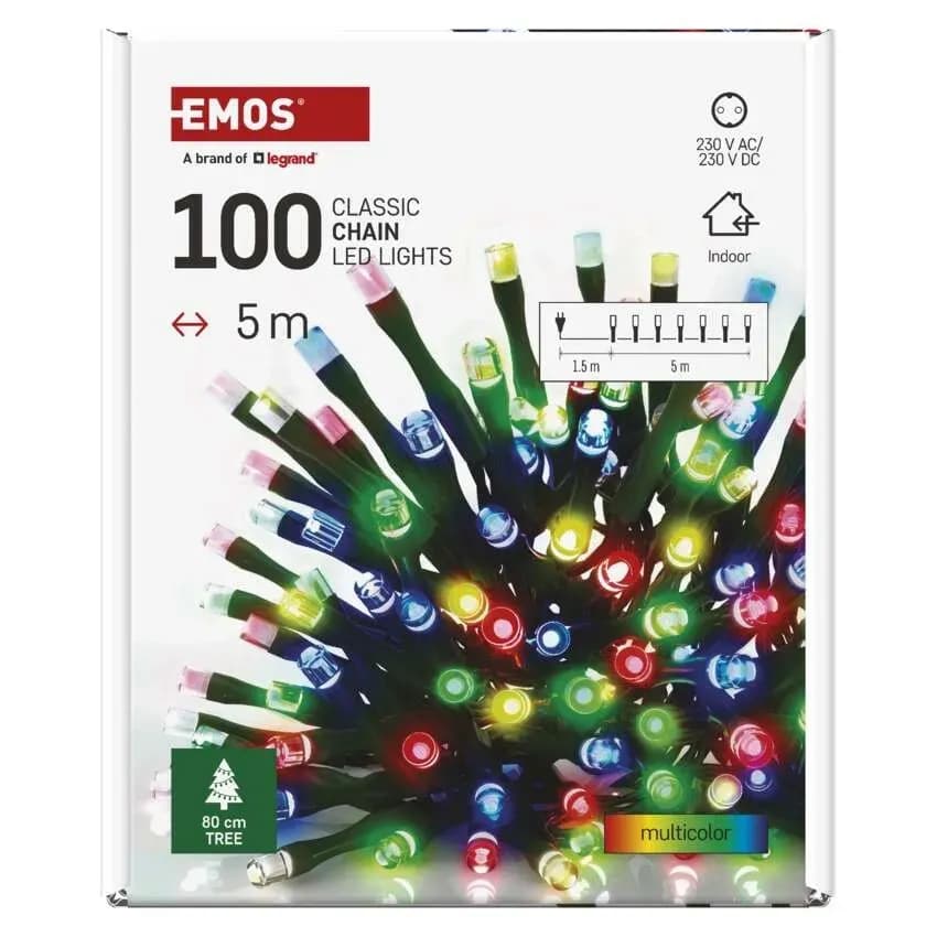 EMOS Łańcuch Choinkowy CLASSIC 100 LED 5m (Multikolor) – Do Wnętrz
