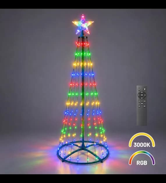 Choinka LED 1,5m 205 LED RGB + 3000K + Pilot IP44 Eko-Light