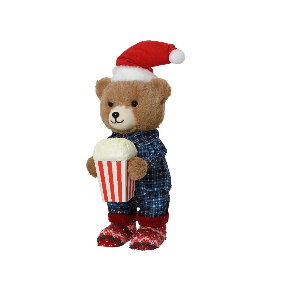 Figurka Miś Świąteczny w Piżamie z Popcornem 45cm