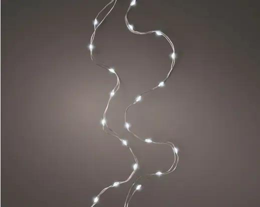 Lampki Choinkowe Micro LED 60 – Elastyczny Drucik 2,95 m (Zimny Biały)