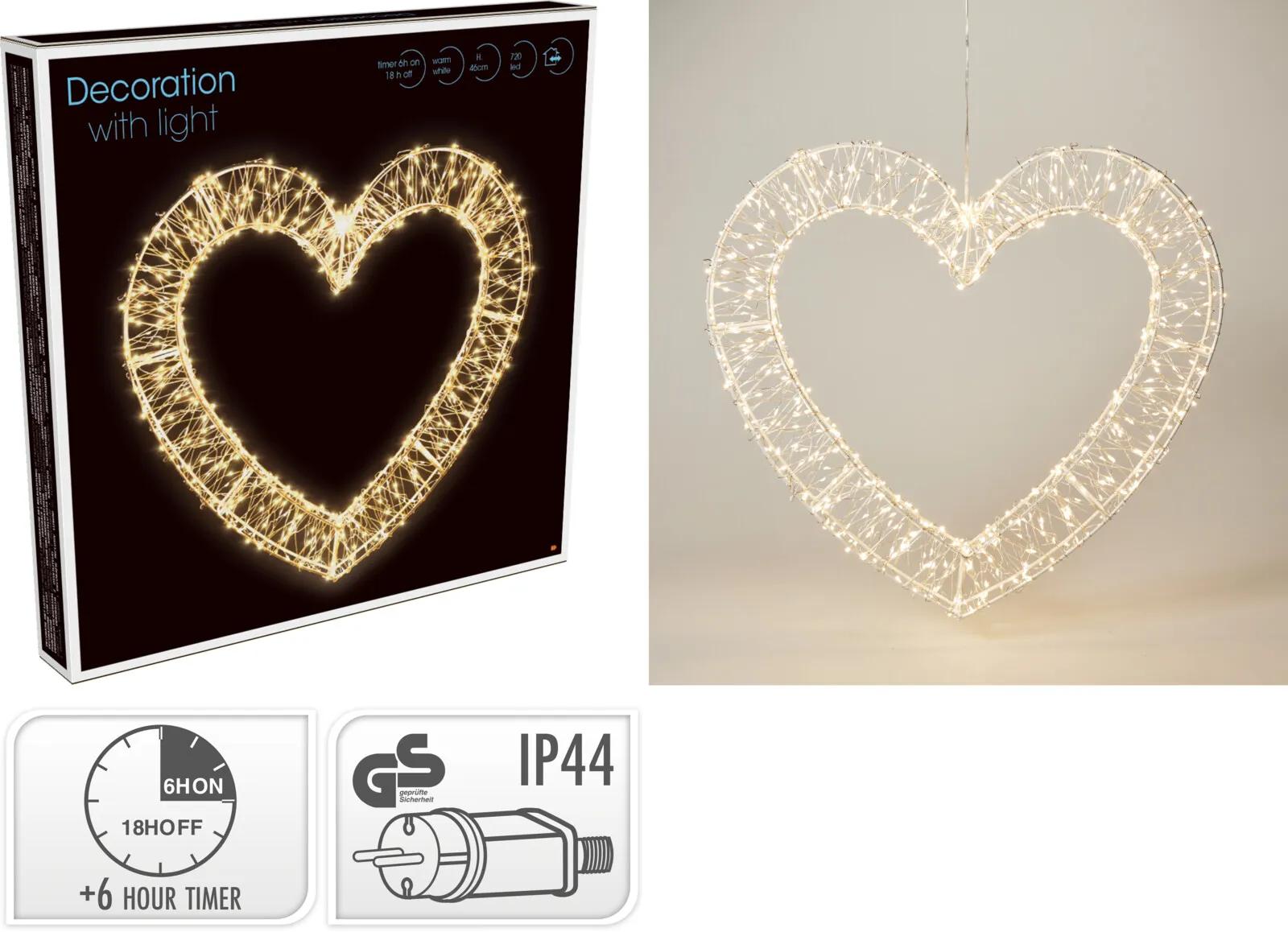 DEKORACYJNE SERCE LED – 720 DIOD – CIEPŁA BIEL