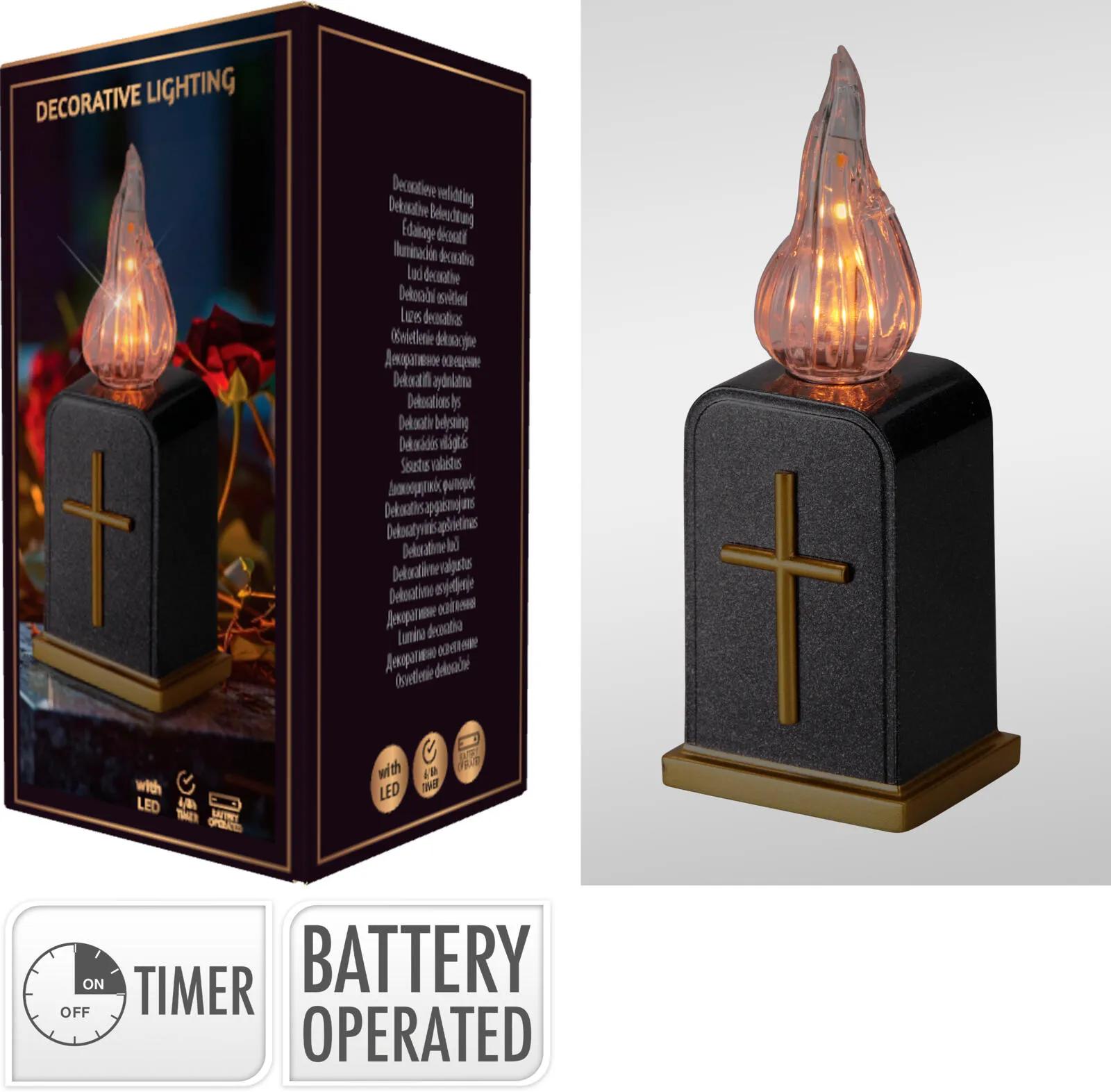 ELEKTRONICZNY ZNICZ LED 16 cm Z TIMEREM – ŚWIECA Lampion NA CMENTARZ