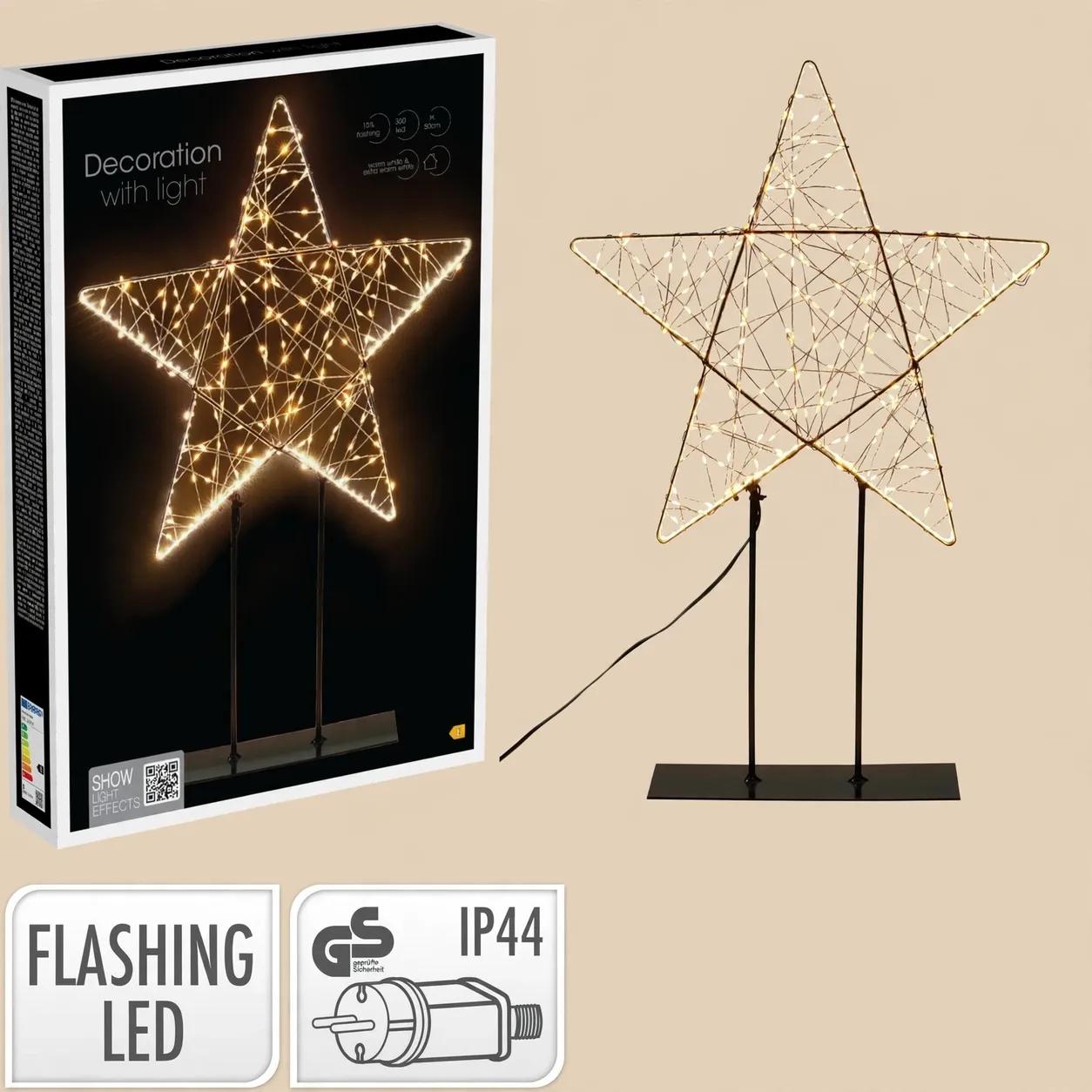 GWIAZDA DEKORACYJNA 50cm NA STOJAKU METALOWA MIKRO LED – BŁYSK