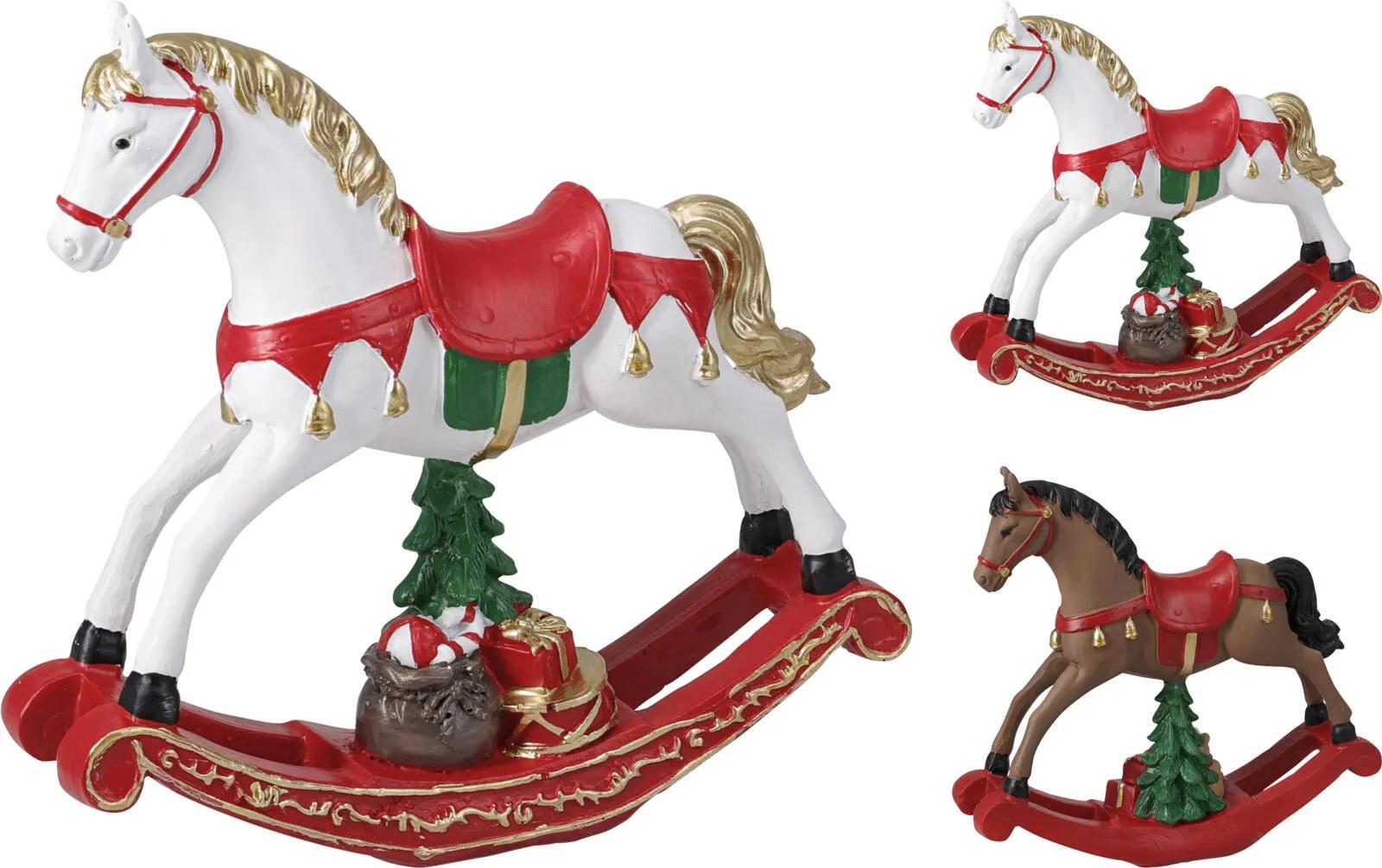 KOŃ NA BIEGUNACH 17 cm – ŚWIĄTECZNA FIGURKA RETRO