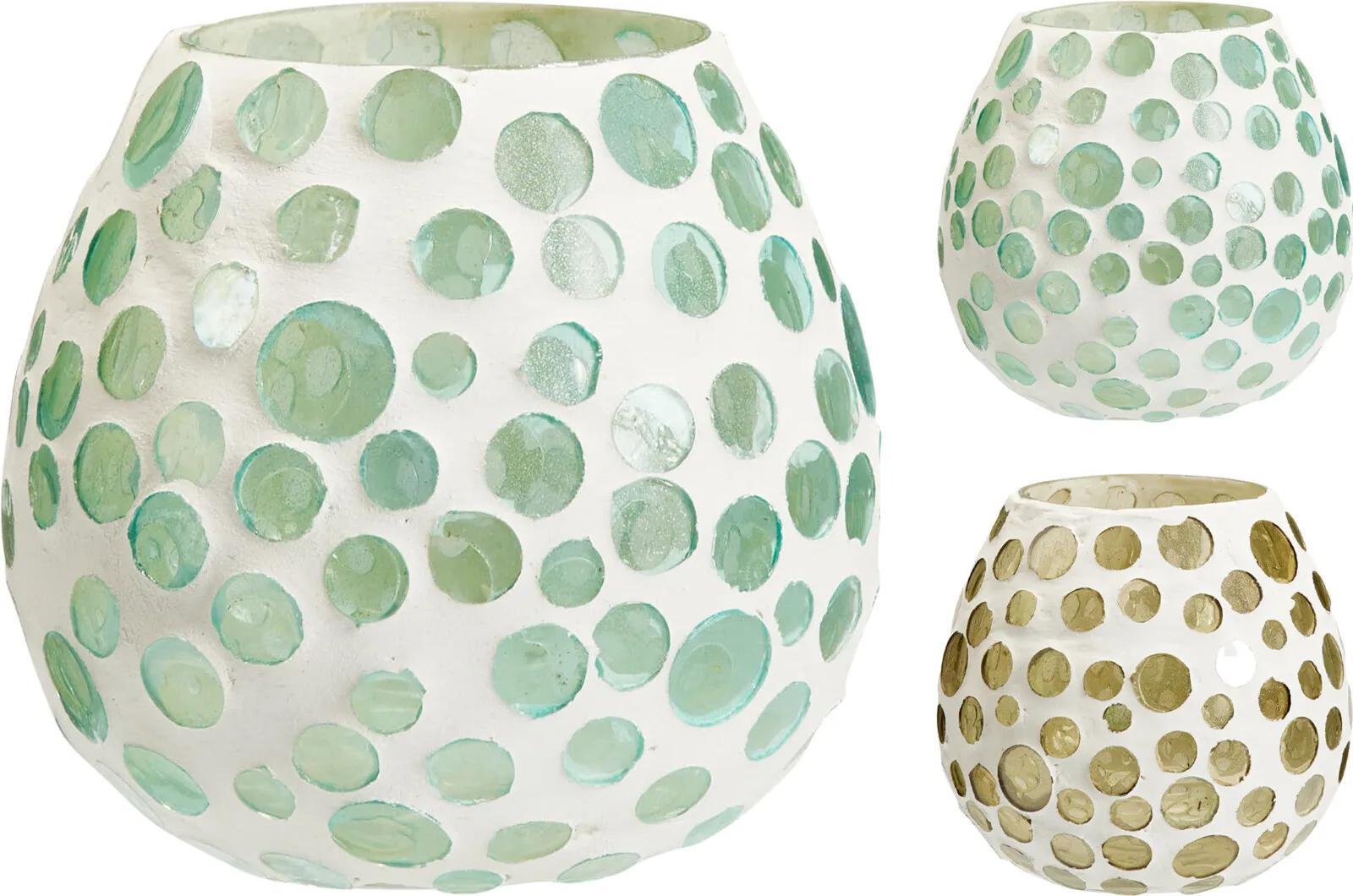 Świecznik Szklany Mozaika Podgrzewacz Tealight Lampion 12cm