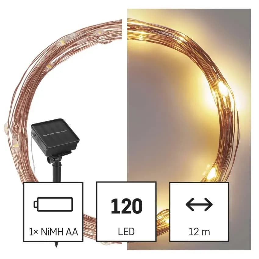 EMOS Solarny Drucik Świetlny NANO 120 LED 12m (Ciepła Biel)