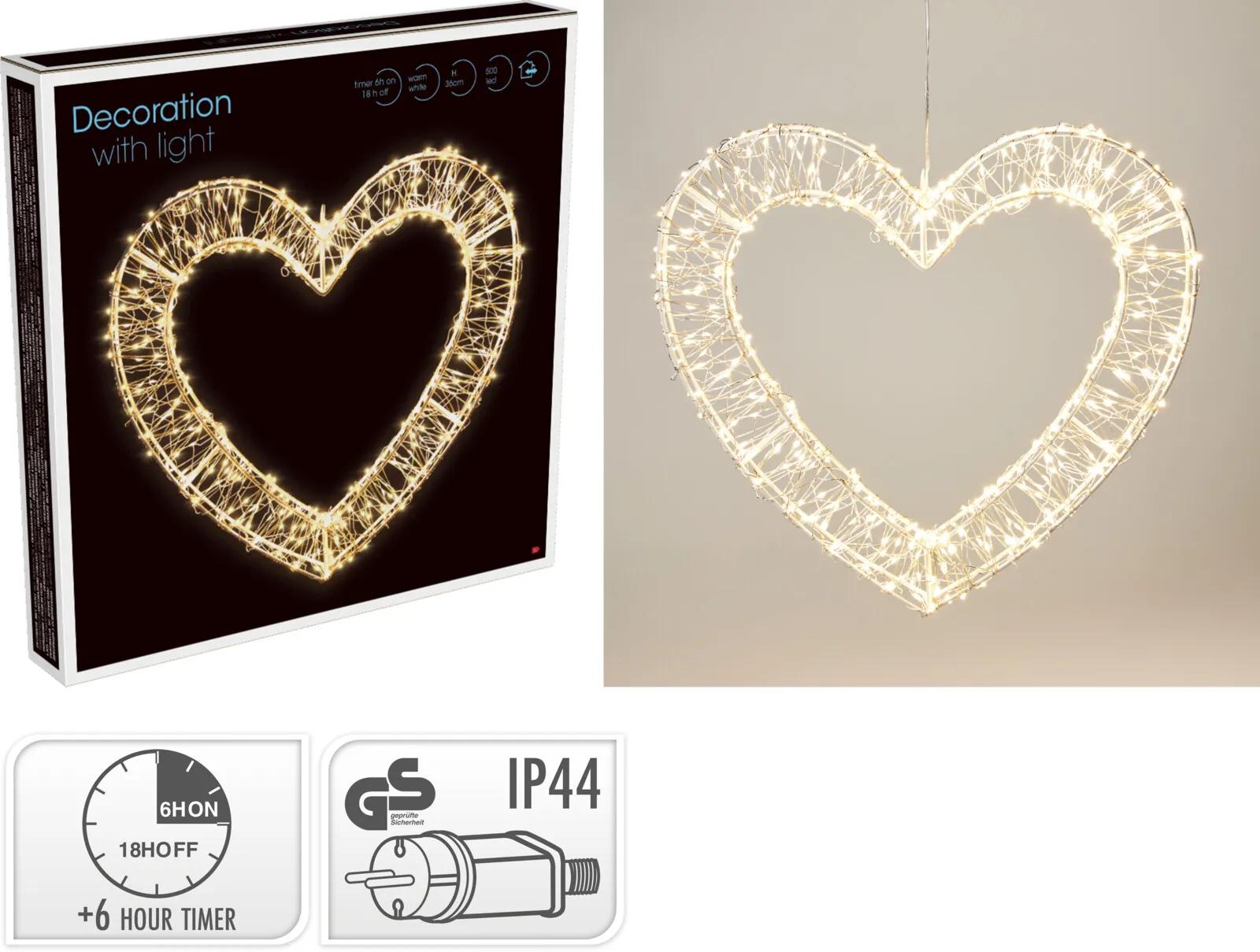 Serce Świetlne LED Wiszące 38cm