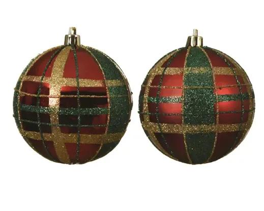 Elegancka Szklana Bombka w Szkocką Kratę – Tartan Premium (1 szt.)