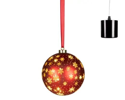 ŚWIĘCĄCA SZKLANA BOMBKA LED Z RUCHEM I TIMEREM – 19 cm, CZERWONA