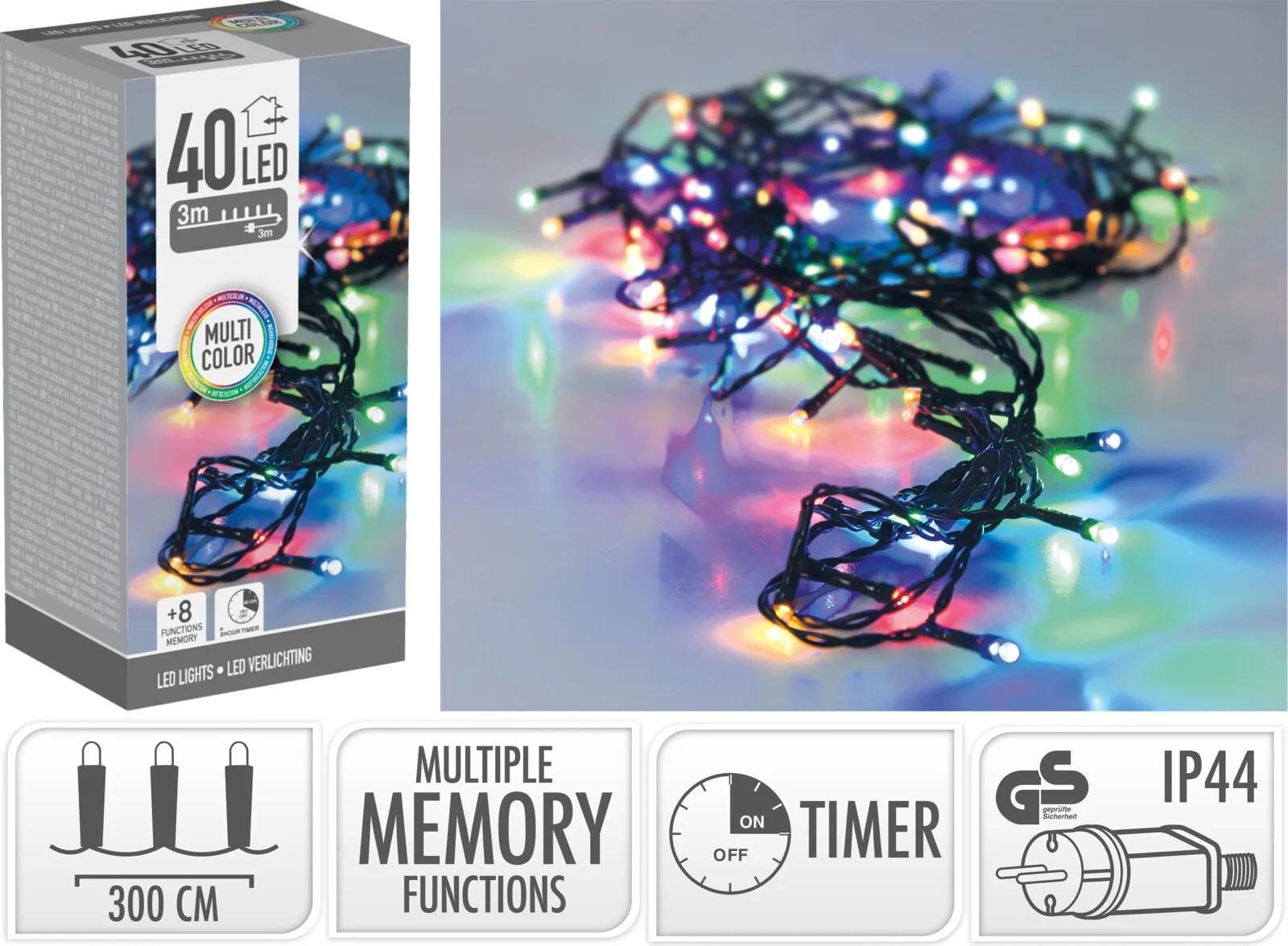LAMPKI CHOINKOWE 40 LED 3m MULTIKOLOR