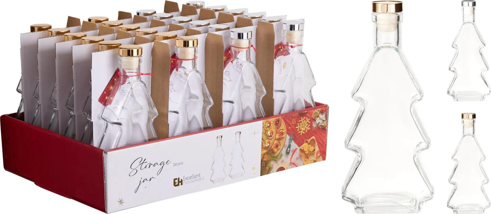 SZKLANA BUTELKA SŁOIK CHOINKA 280 ml – OZDOBNY ZAKRĘCANY POJEMNIK