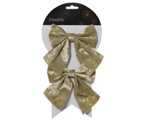 Welurowe Kokardy Choinkowe Złote Parel / Gold – Komplet 2 szt. (13x12 cm)