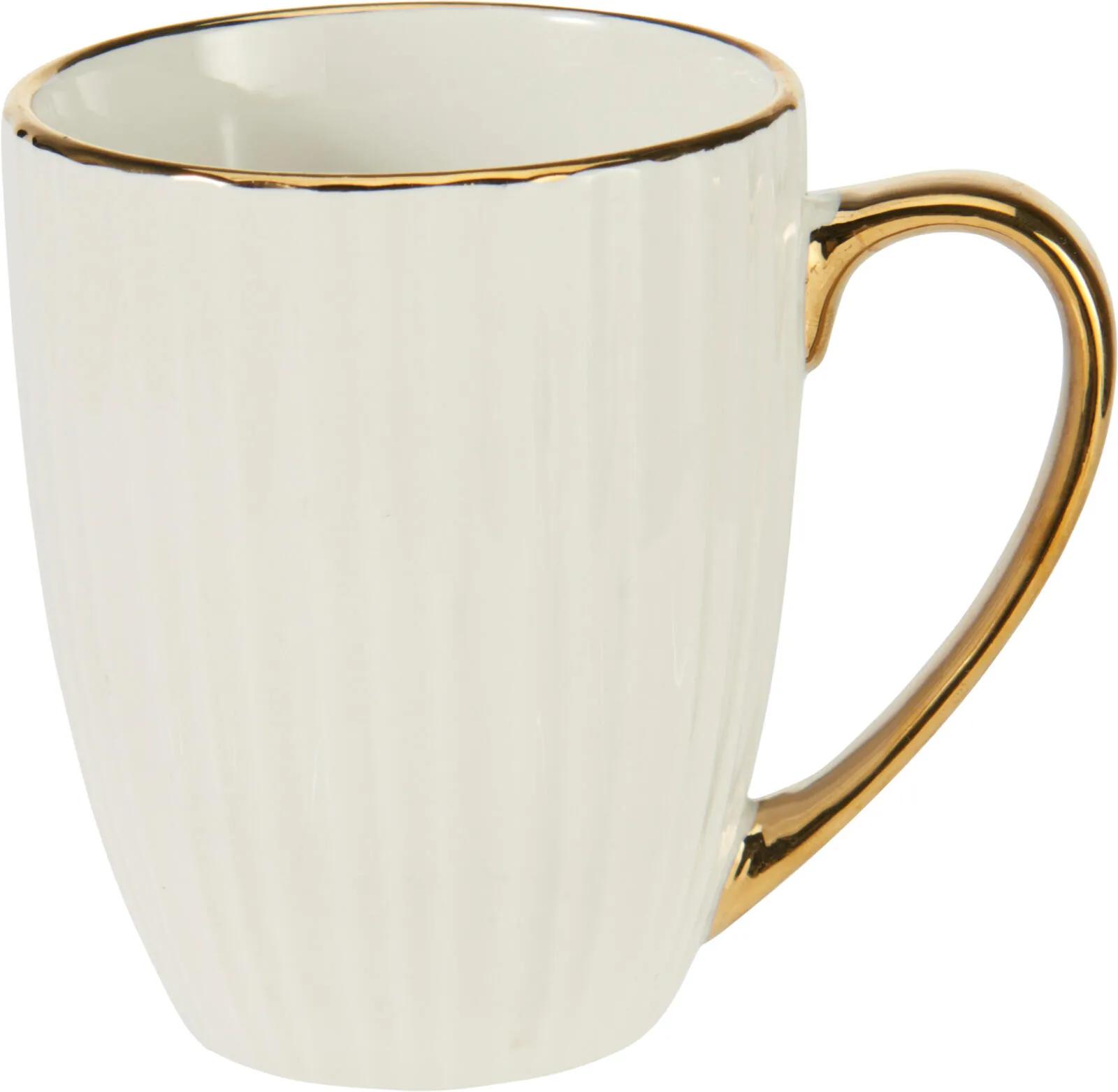 PORCELANOWY KUBEK ŚWIĄTECZNY 340 ml – BIAŁY ZE ZŁOTYM RANTEM