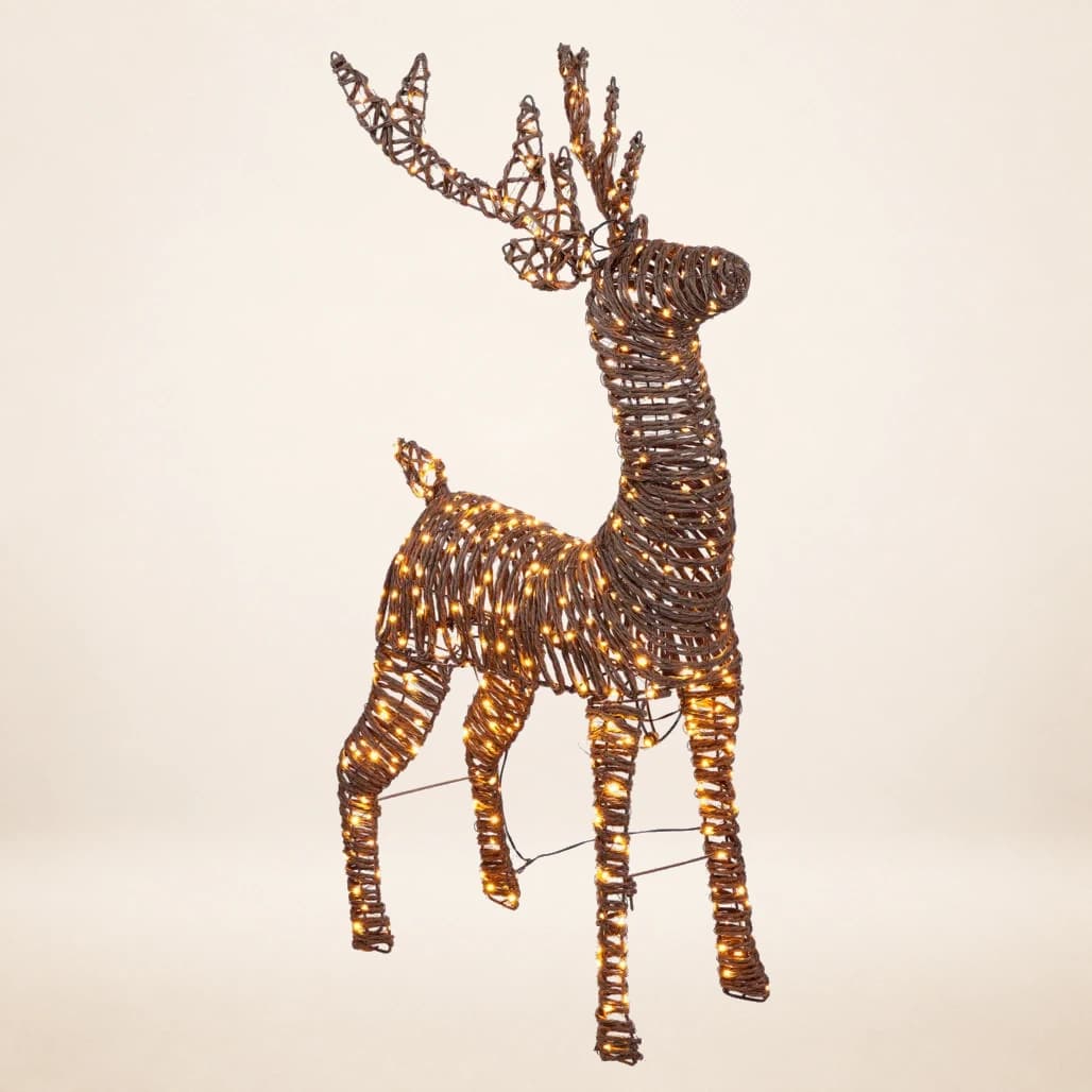 RENIFER OGRODOWY LED BRĄZOWY 80 cm – AKRYLOWA FIGURA 3D Z TIMEREM I FLASHEM
