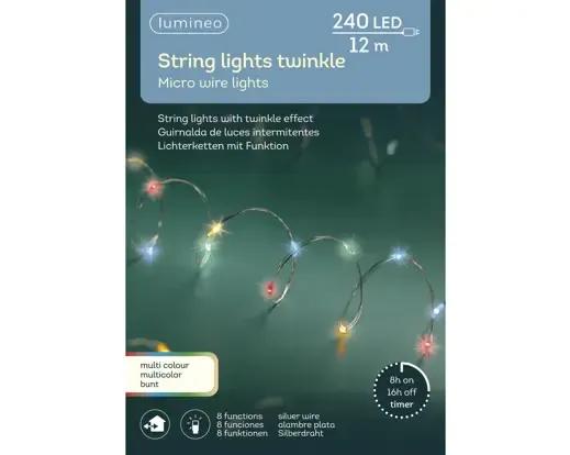 DRUCIKI MIKRO LED MULTIKOLOR 12m – 240 LAMPKI Z EFEKTEM TWINKLE I PROGRAMATOREM