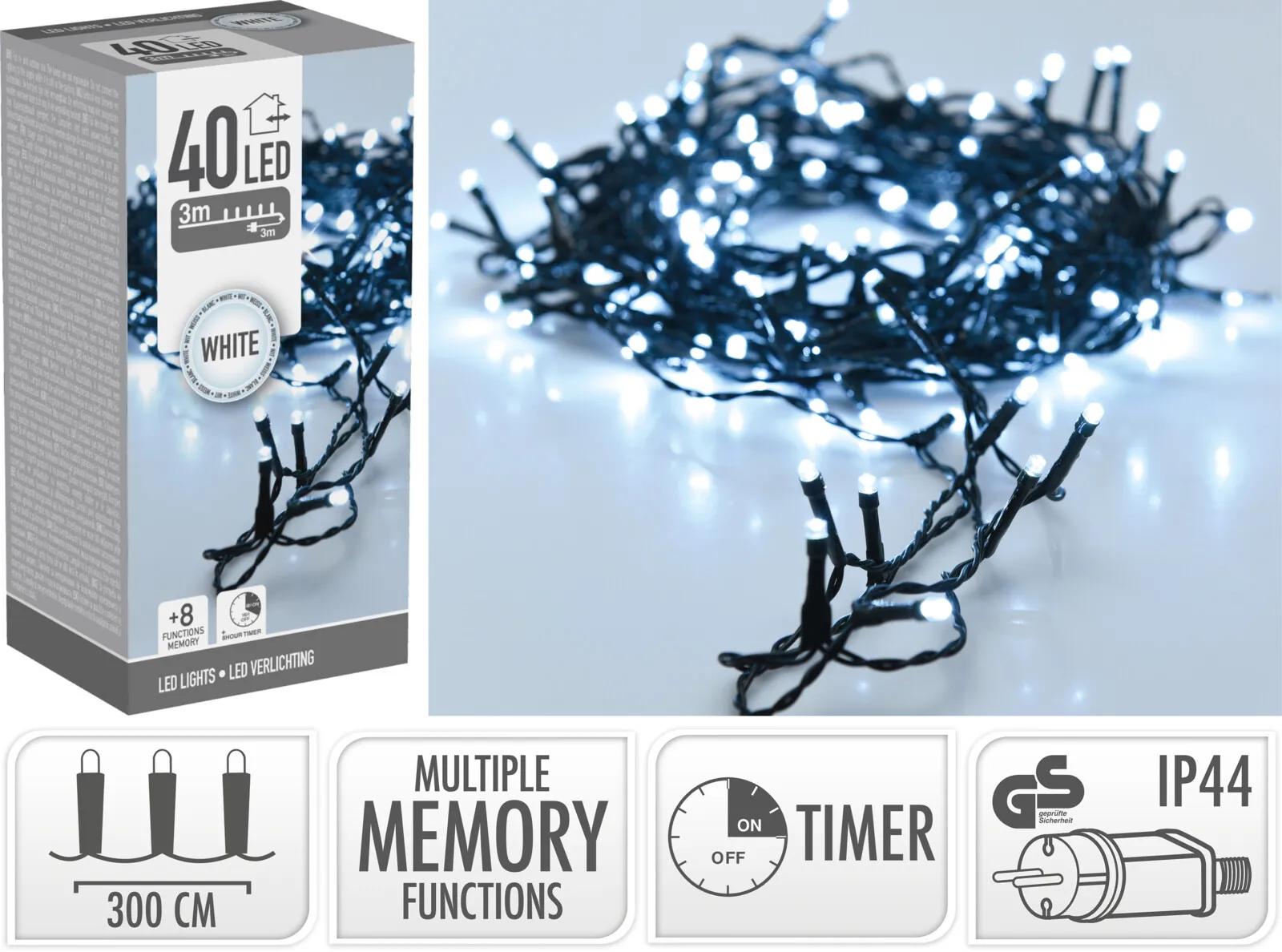 LAMPKI CHOINKOWE 40 LED 3m ZIMNY BIAŁY