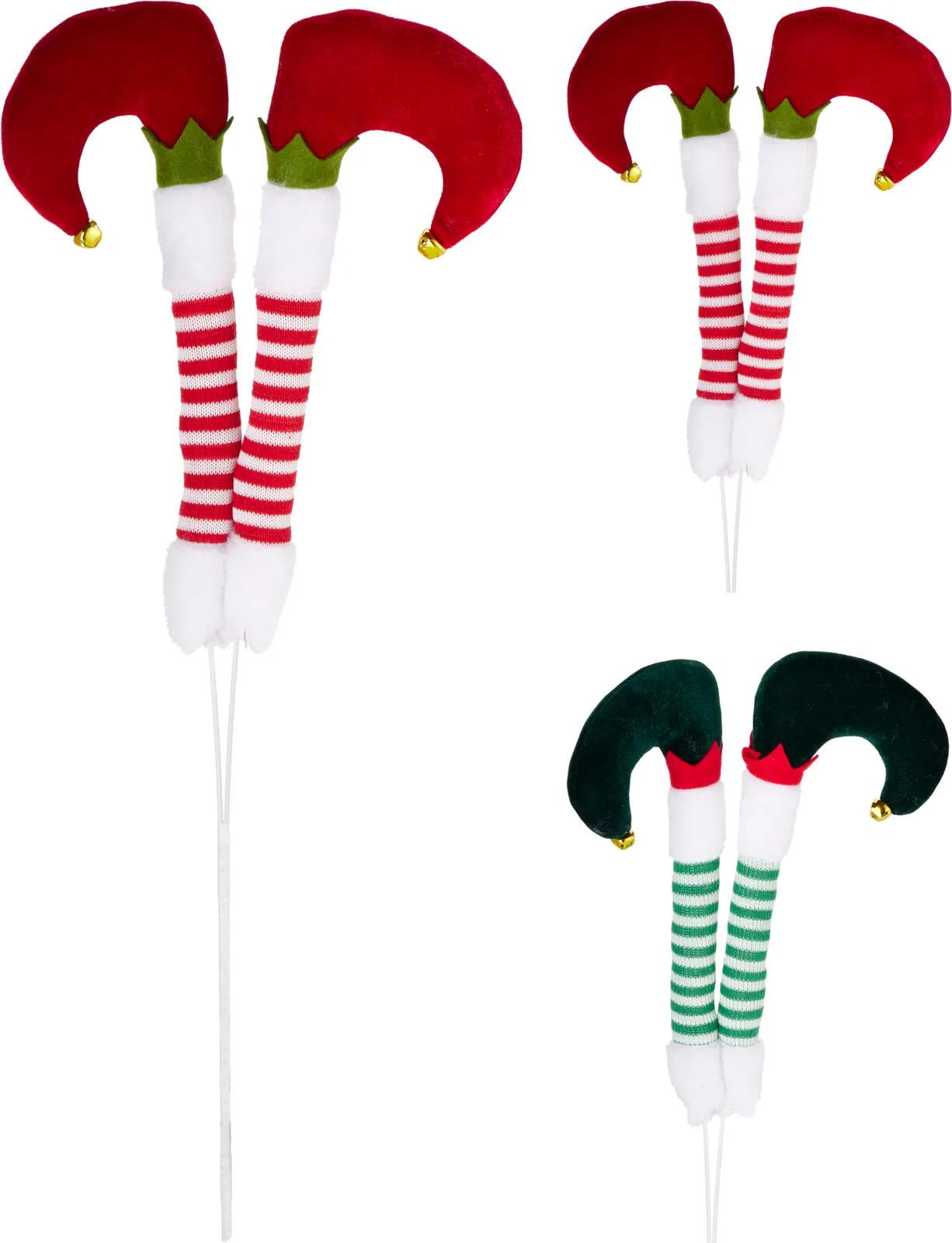 Nogi Elfa na Patyku 60cm – Wesoła Ozdoba Choinkowa i do Stroików DIY