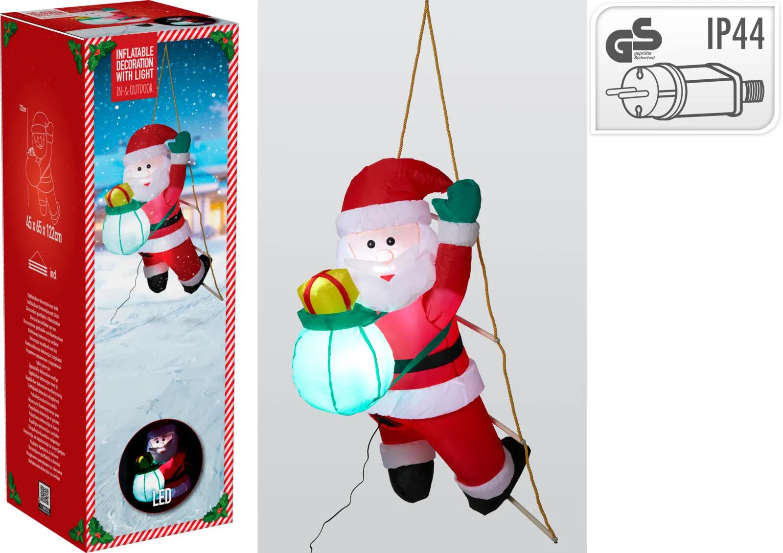 DMUCHANY MIKOŁAJ NA DRABINIE SZNUROWEJ 122cm LED
