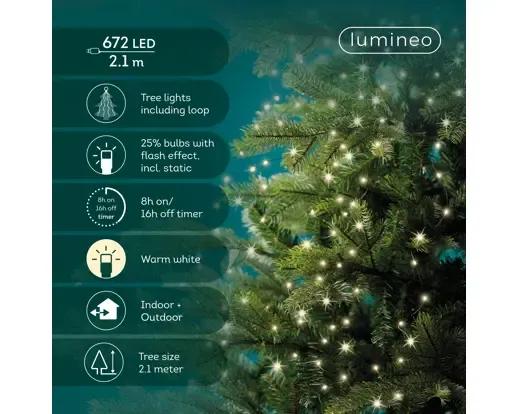 OŚWIETLENIE CHOINKOWE Z PĘTLĄ 672 LED – CIEPŁA BIEL (2,1m) Z TIMEREM I EFEKTEM FLASH