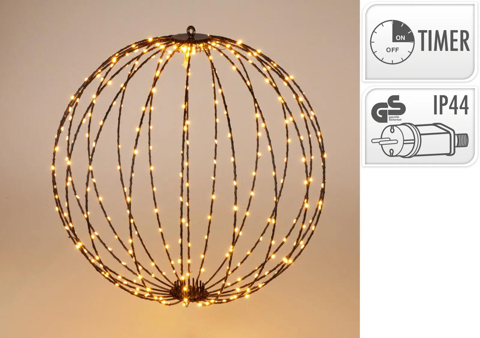 DEKORACYJNA KULA ŚWIETLNA LED Ø 50 CM – 320 LED EXTRA CIEPŁA BIEL / AMBER