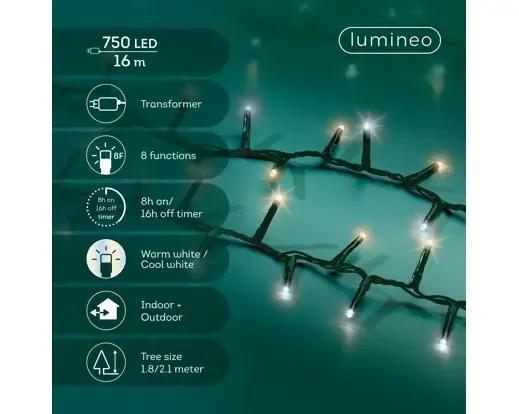 Lampki Choinkowe Lumineo Compact 750 LED 16m Ciepła/Zimna Biel Timer IP44