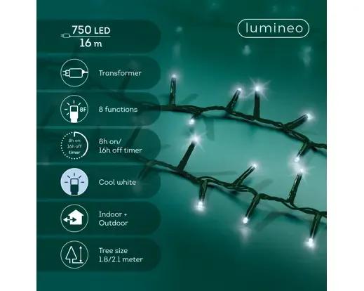 Lampki Choinkowe 750 LED Lumineo Compact 16m Zimna Biel (Cool White)