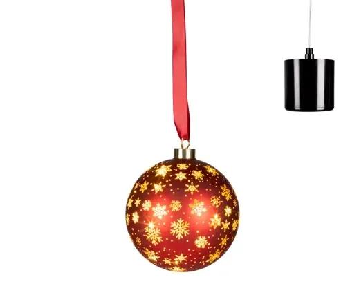 ŚWIĘCĄCA SZKLANA BOMBKA LED Z RUCHEM I TIMEREM LUMINEO – 14 cm, CZERWONA