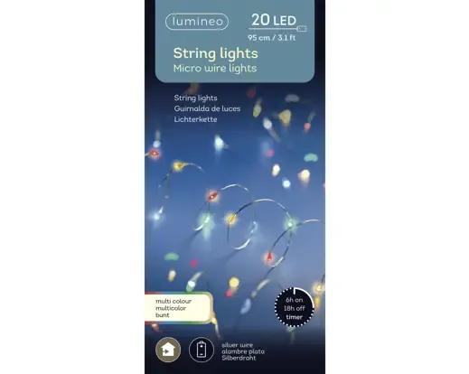 Lampki Choinkowe Micro LED 20 – Elastyczny Drucik 95 cm (Multikolor / Kolorowe)